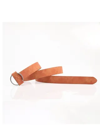 Ladies Retro Sweater Coat Dress Decorative Belt 105cm  Orange 