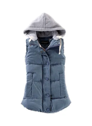 Winter Gilet Vest Zipper Sleeveless Waistcoat Jacket Blue/Grey 