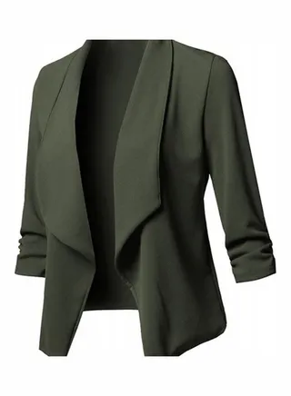 Autumn Slim Blazer Ruffled Open Front Suit Jacket 