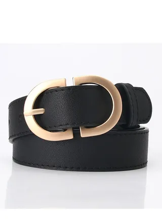 Ladies With A Jacket Simple Waist PU Leather Belt 105cm Black 