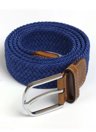 105-110cm Elastic Braided belt Needle Buckle Elastic Belt Casual Canvas Blue 