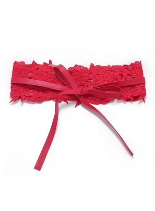 Lace Wide Wwaist Strap Ladies Decorative Belt 92cm Red 