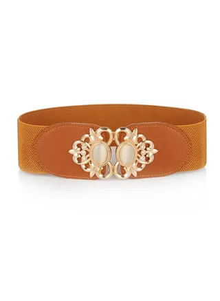 Jewel Set With Diamond Elastic Girdle 60-90cm Brown 