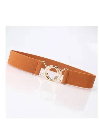 Single Loop Japanese Simple Elastic Women's Dress Slim Fit Round Loop Buckle Belt  71cm Brown 