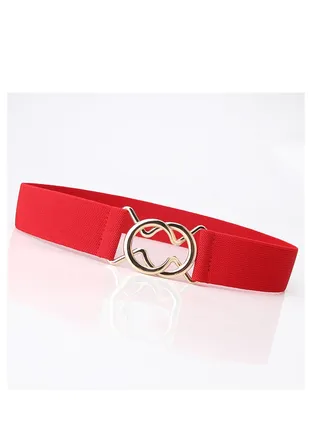 Single Loop Japanese Simple Elastic Women's Dress Slim Fit Round Loop Buckle Belt  71cm Red 
