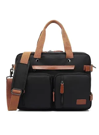 3 in 1 Laptop Backpack, 17.3 Inch Laptop Bag Messenger Bag Shoulder Bag for Men/Women, Water-Proof Briefcase Multi-functional Notebook Computer Bag for Travel Business, Nylon Black 