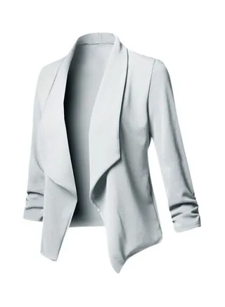 Long Sleeves Solid Blazer Light Grey 
