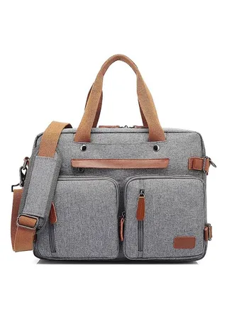 Laptop Bag Convertible Backpack Bussiness Office Briefcase Shoulder Bag Messenger Bag Computer and Tablet Carrying Case for Men and Women Work School Travel (Nylon Grey) 