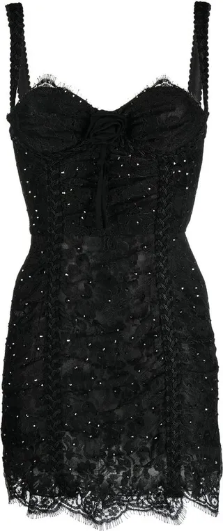 Lace-Detail Sweetheart-Neck Minidress