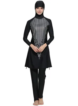 Muslim Traditional Printed Swimsuit Black 
