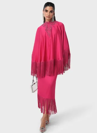 Layered Fringe Hem Kaftan