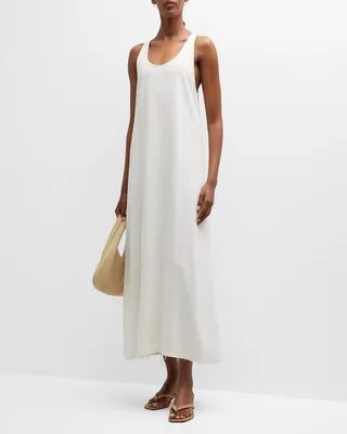 Scoop-Neck Sleeveless Sable Maxi Dress