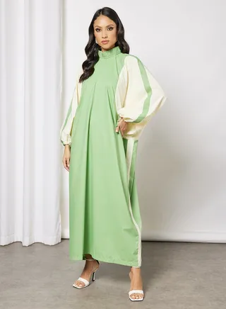Colourblock Relaxed Dress Green 