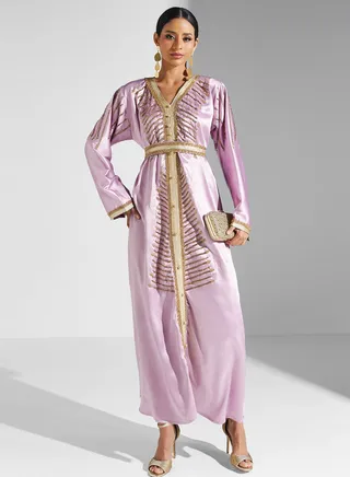 Embellished Lace Detail Jalabiya 