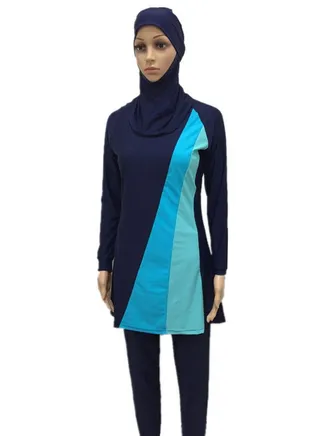 Muslim Modest Burkinis Swimsuit Blue 