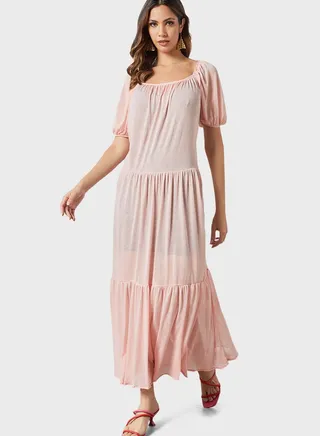 Square Neck Knitted Dress 