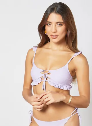 Tie-Up Bikini Top Purple 