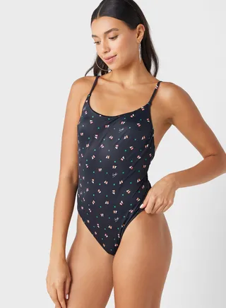 Printed High Leg Swimsuit 