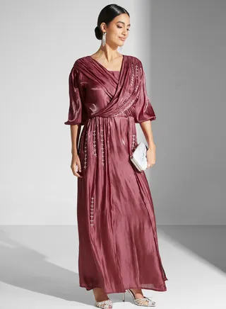 Embellished Pleated Dress 