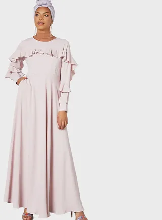 Ruffle Detail Abaya 