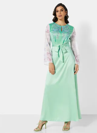 Floral Bodice Dress Blue 