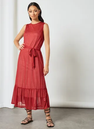Tie Waist Midi Dress Re 