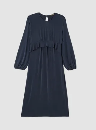 Ruffle Waist Detail Dress Blue 