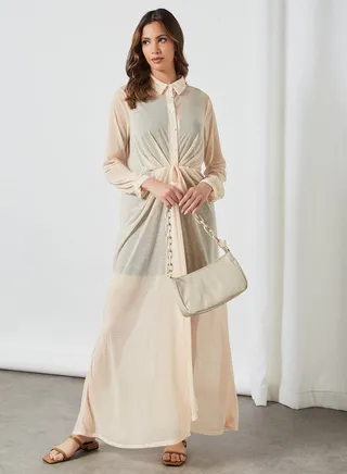 Sheer Knit Dress Yellow 
