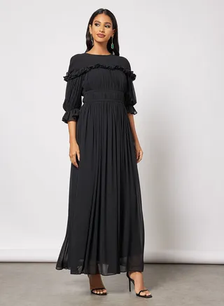 Chiffon Dress With Gathered Details 