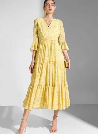 Floral Printed Tiered Dress
