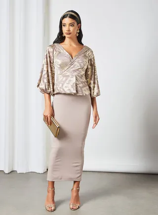 Fabric Wrap-Over Dress Pink 