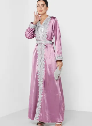 Embellished Moroccan Dress with belt 