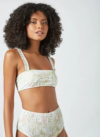 Floral Print Crop Top White 