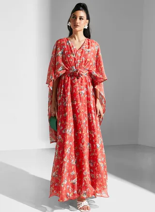 Floral Print Belted Dress 