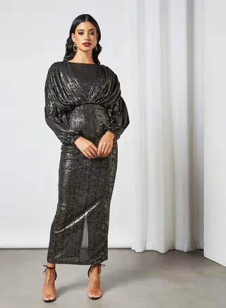 Body Draped Bardot Dress Black 