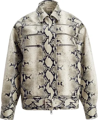 Women's Tania Snake-Effect Leather Bomber Jacket