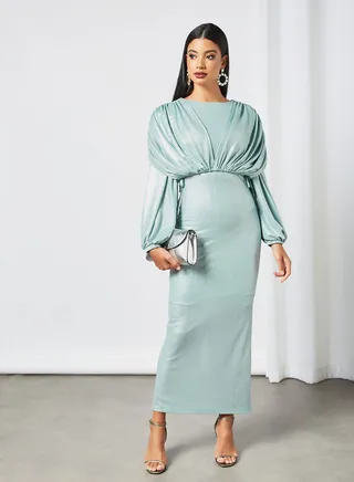 Body Draped Bardot Dress Green 