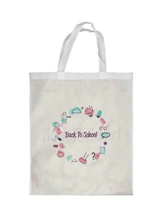 Back To School Printed Shopping Bag White 