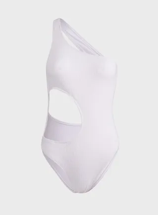 Textured Asymmetric Low Back Swimsuit 