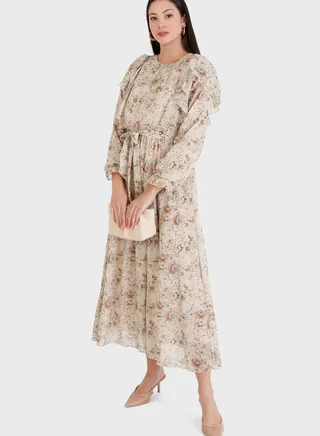 Printed Ruffle Detail Dress 