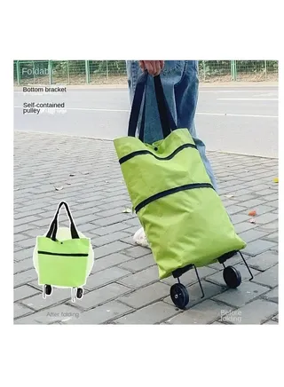 Foldable Shopping Bag Pull Cart Trolley Bag with Wheels Convenient Shopping Bags Reusable Grocery Bags Storage Shopper Bags 