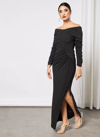 Shimmer Bardot Maxi Dress 