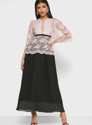 Lace Jacket Pleated Skirt Dress 