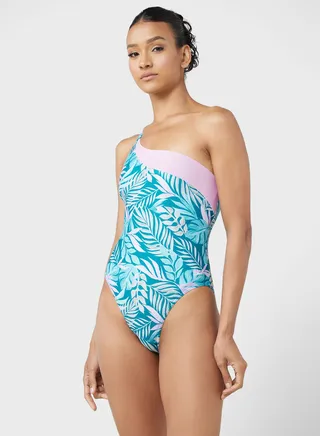 Printed Asymeric One Piece 