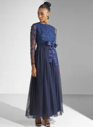 Embellished Mesh Tiered Dress 