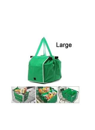 2-Piece Shopping Trolley Bags Large Reusable 