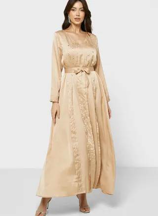 Pleated Belted Dress 