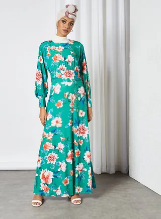 Floral Maxi Dress Green 