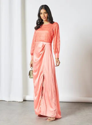 Sheer Bodice Dress Pink 