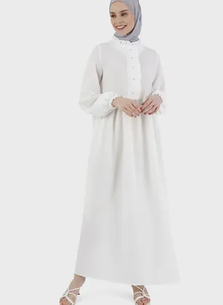 Ruffle Button Detail Dress 